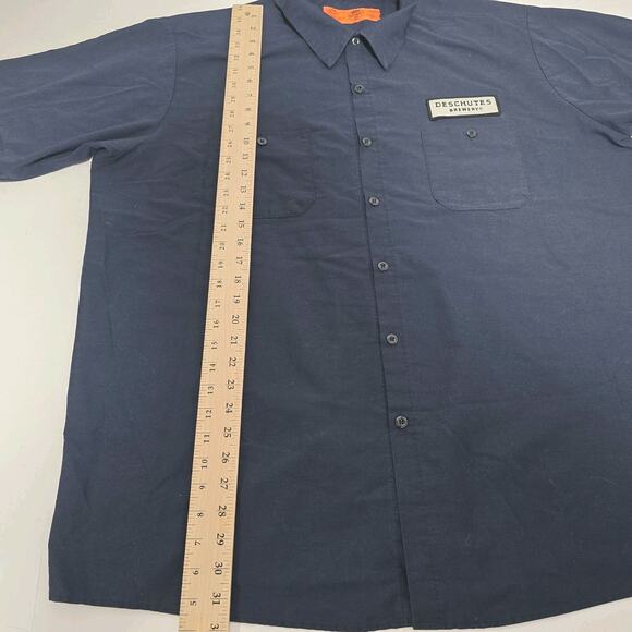 Deschutes Brewery Work Shirt Mens XXLarge Short Sleeve Button Up Navy Red Kap - Picture 5 of 6